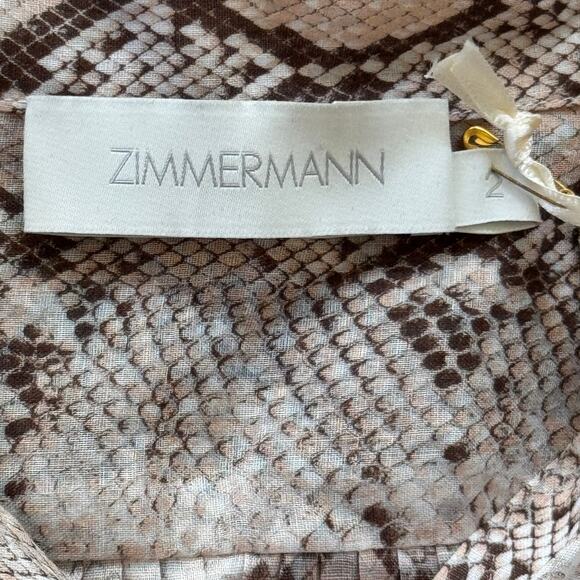 Zimmermann Bellitude Ramie Batwing Sleeve Blouse Snake-Print - Picture 9 of 11